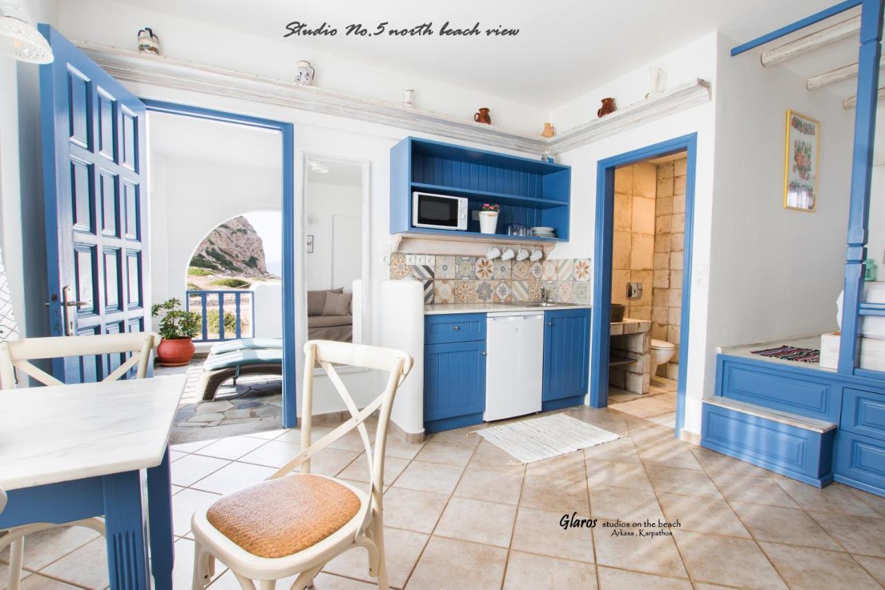 Apartament Glaros Luxury Studio On The Beach Arkasa Zewnętrze zdjęcie